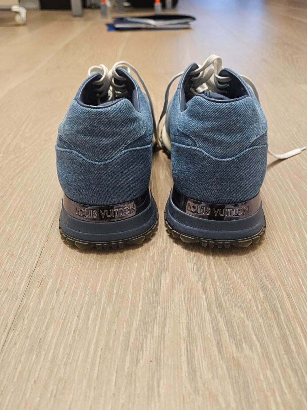 Louis Vuitton Run Away Sneakers Blue Monogram Denim Trainers Mens Size 9 LV - Picture 7 of 7